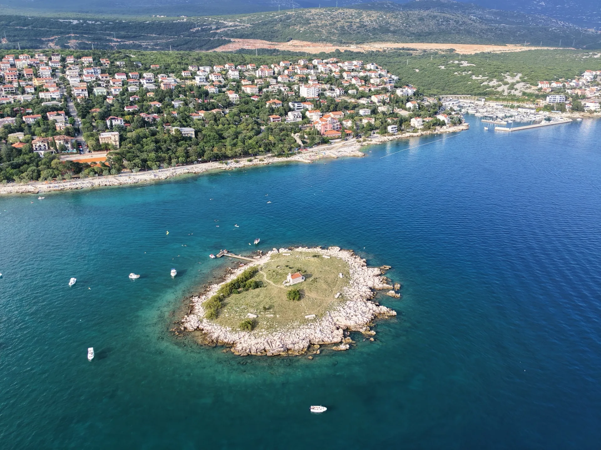 San Marino Island in the Adriatic with Novi Vinodolski in the background