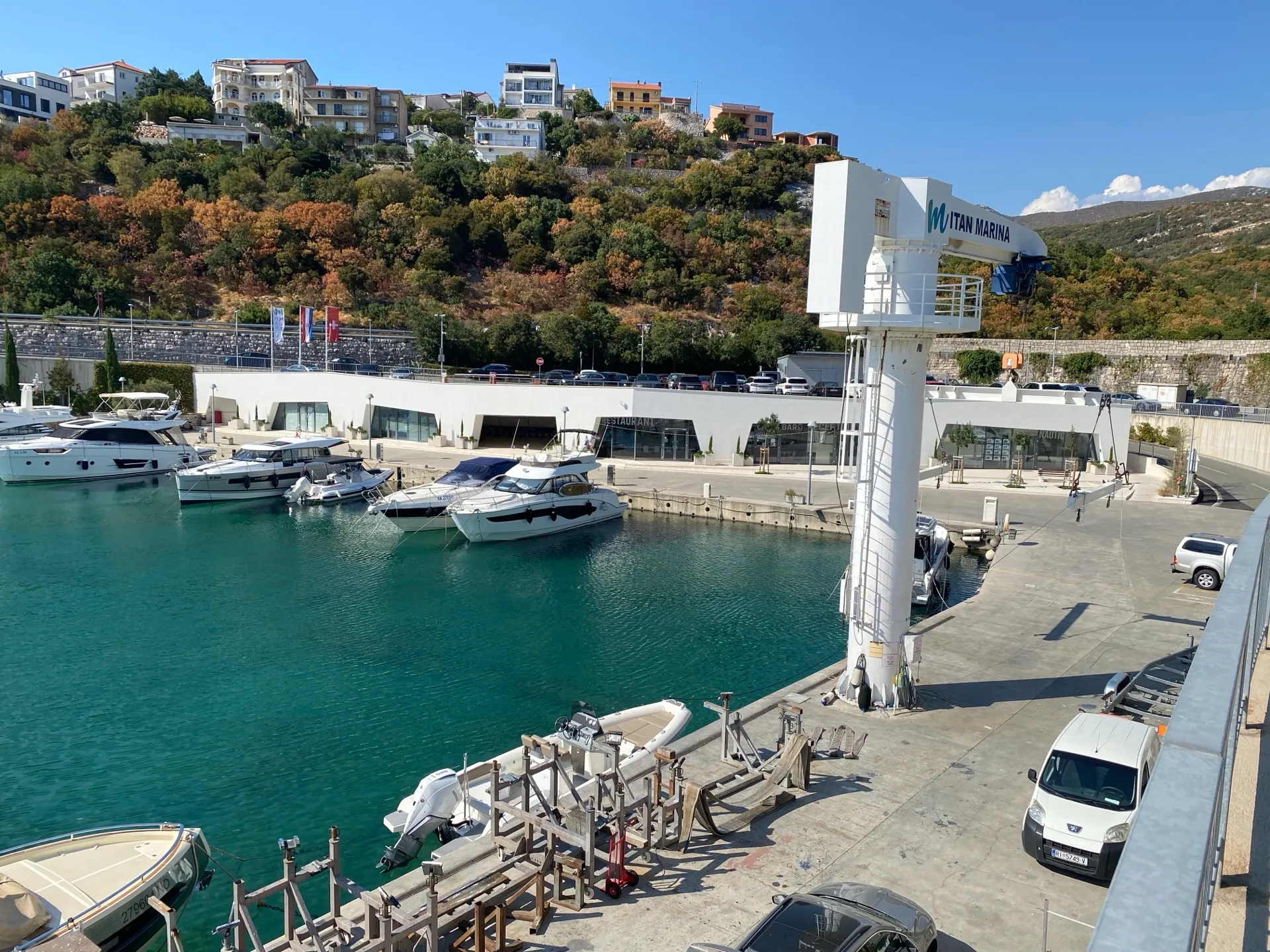 Mitan Marina sign beside the marina service area