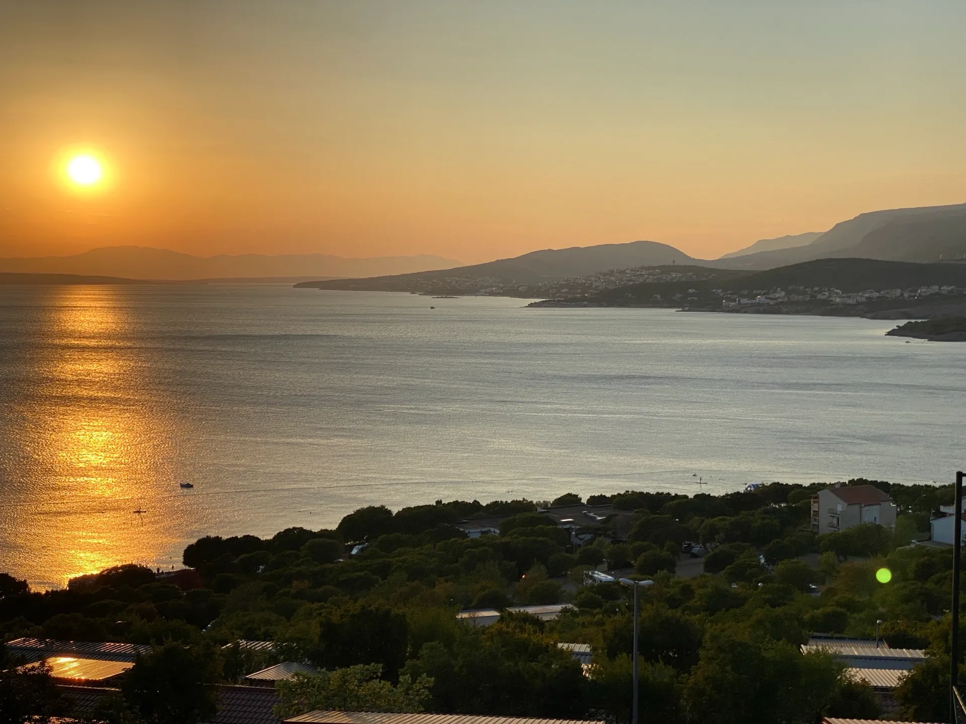 Sunset over the Kvarner coast seen from Klenovica