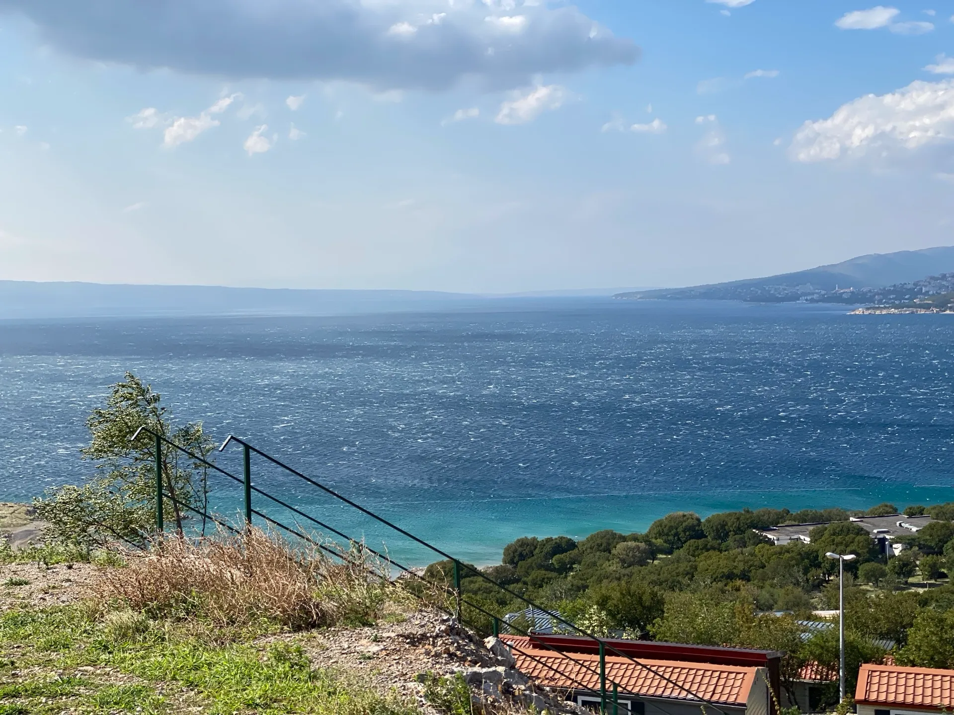 Wind-roughened Kvarner sea viewed from above Klenovica