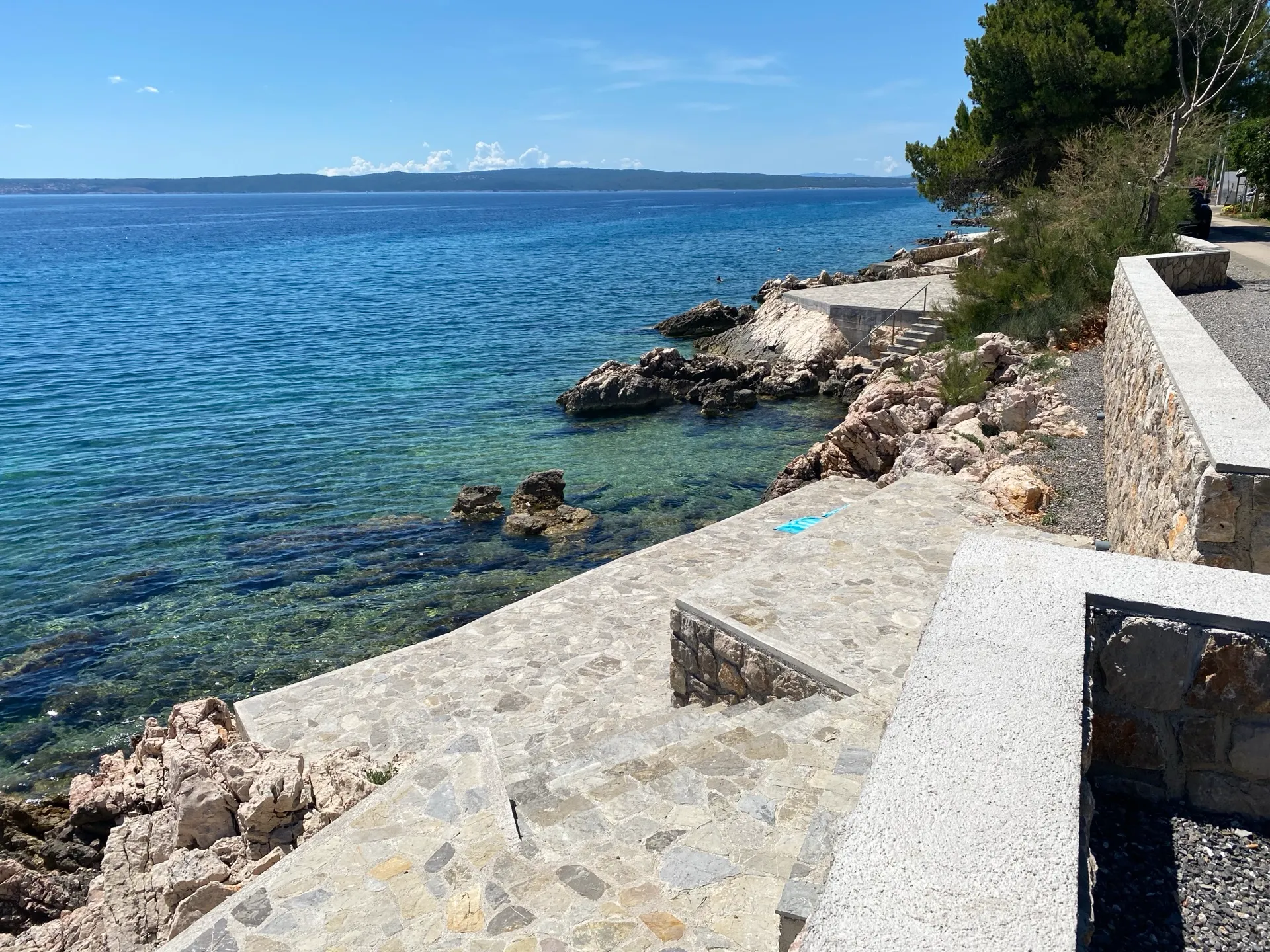 Stone swimming platforms and steps on Obala Petra Krešimira IV