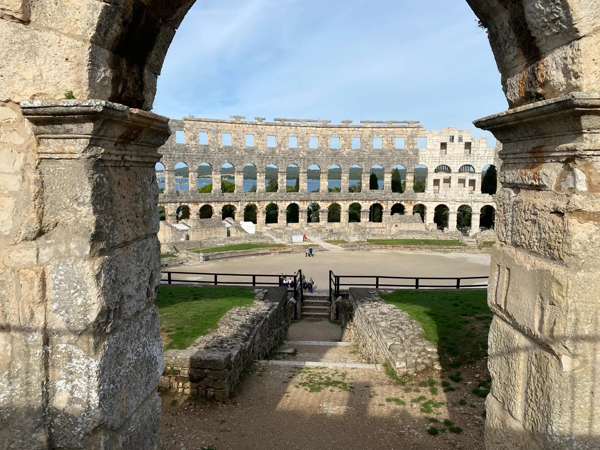 Elevated view across the interior of Pula Arena