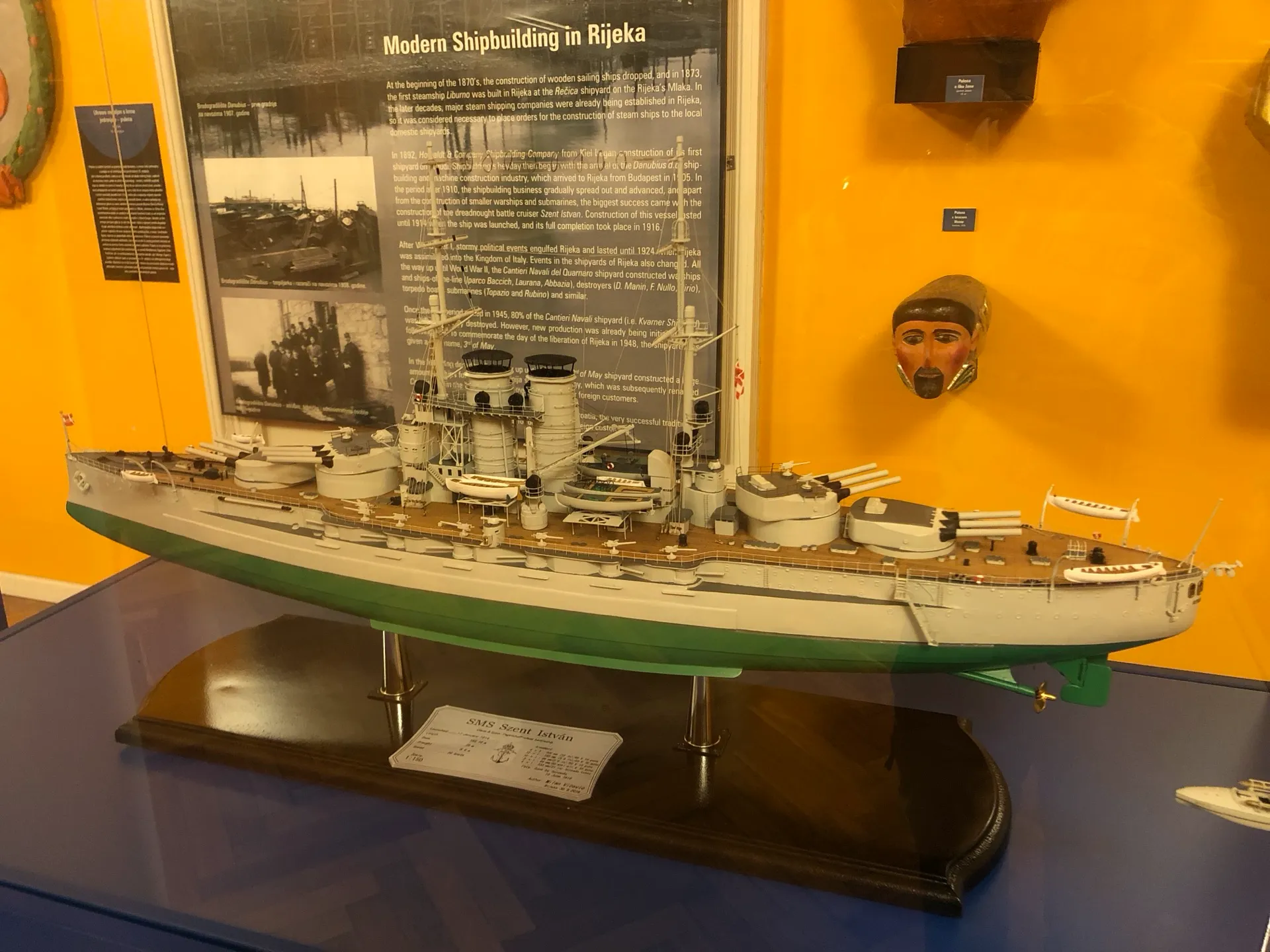 Archive view of a modern shipbuilding exhibit in the Rijeka museum