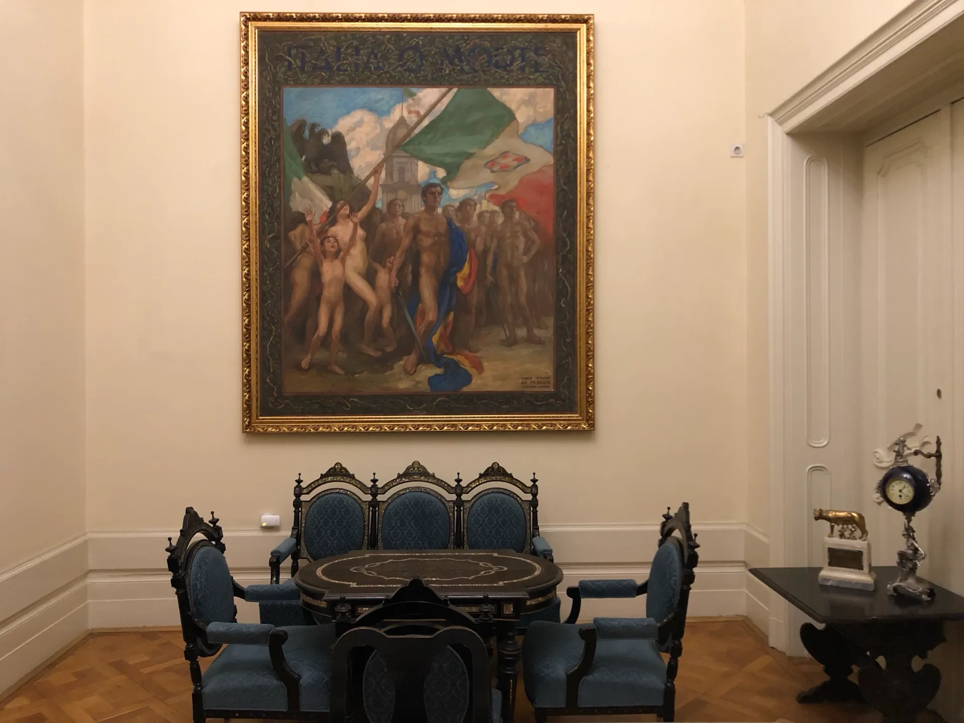 Palace room with period furniture and painting in the Rijeka museum