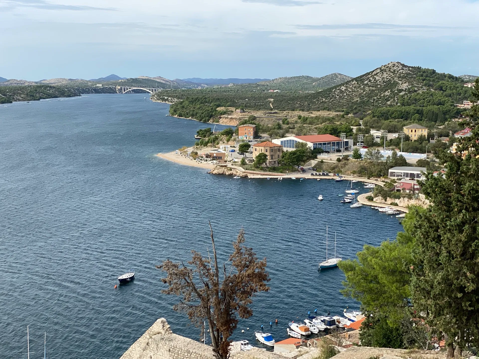 View across the Šibenik Channel from above the historic centre